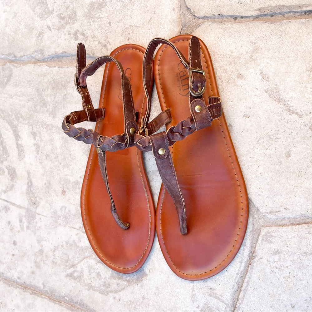 Cathy Jean Dark Brown Braided Sandals